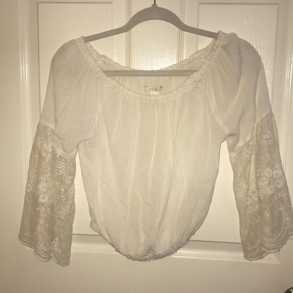White lacey crop top